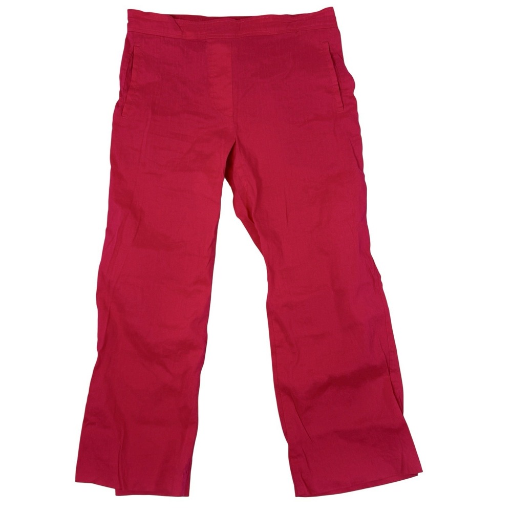 Anthropologie Cartonnier Linen Crop Wide Leg Pants Small Pink Mid Rise Pull On